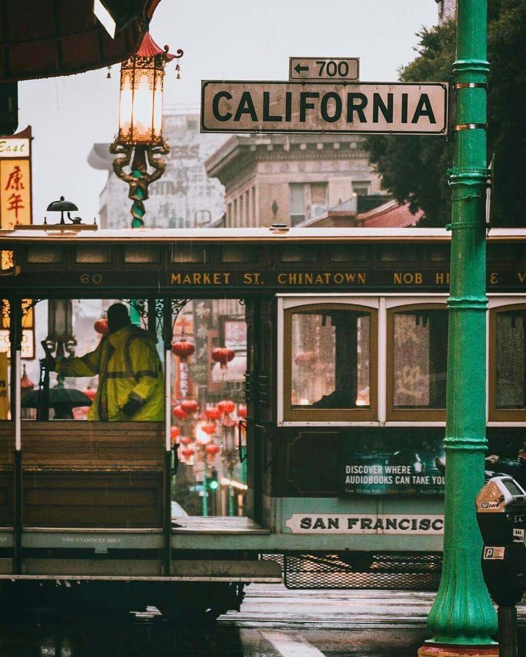 California Street cable car in the rain